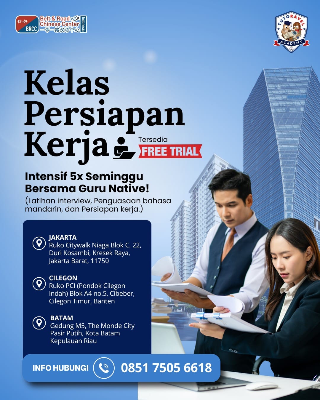Kelas persiapan kerja bahasa Mandarin untuk lingkungan profesional