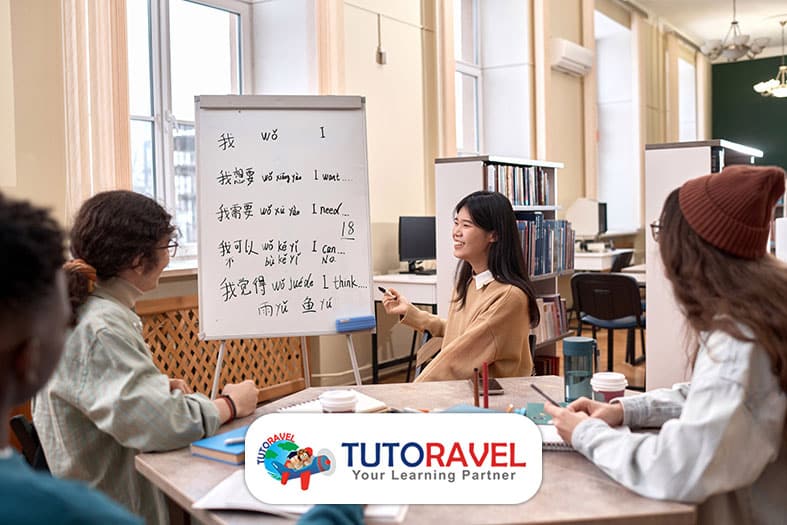 Suasana kelas persiapan ujian HSK bahasa Mandarin