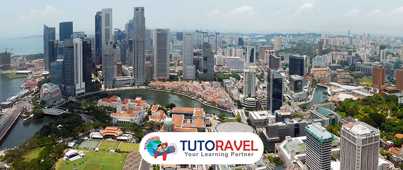 Panorama skyline Singapura siang hari pusat keuangan Asia mahasiswa internasional