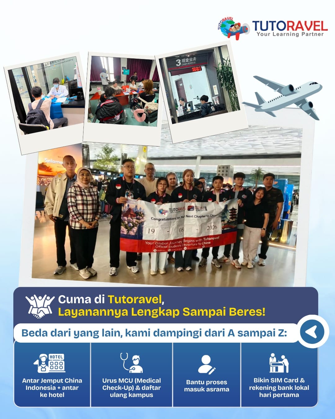 Layanan Lengkap Kuliah Ke China, termasuk antar jemput, pembuatan SIM card, MCU dan pengurusan asrama ke Kampus